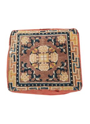 chinese (c.1910) beige and brown wool cushion cover Rug