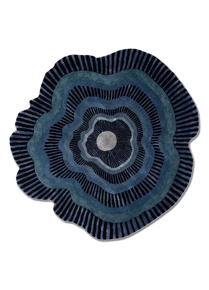 Adrift Grey & Black Hand Tufted Wool & Viscose Rugs - Tra-15256