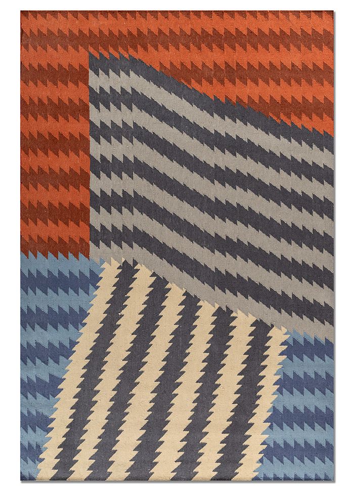 Safety For A While Red & Orange Flat Weaves Wool Rugs - Adwl-13343