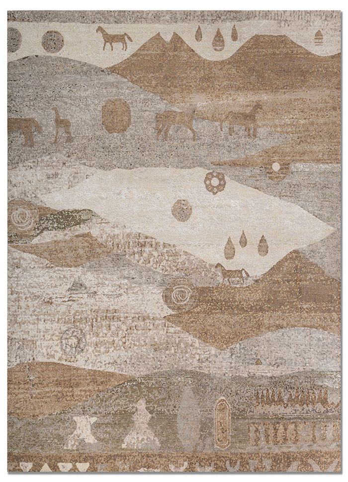 Aprezo Ivory Hand Knotted Viscose Rugs - Akwb-9067(Cm-01) - Jaipur