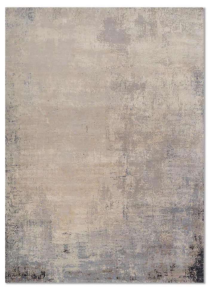 Uvenuti Ivory Hand Knotted Wool & Silk Rugs - Akws-3010 - Jaipur