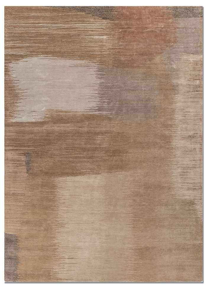 Afterglow By Kavi Beige & Brown Hand Knotted Wool & Bamboo Silk