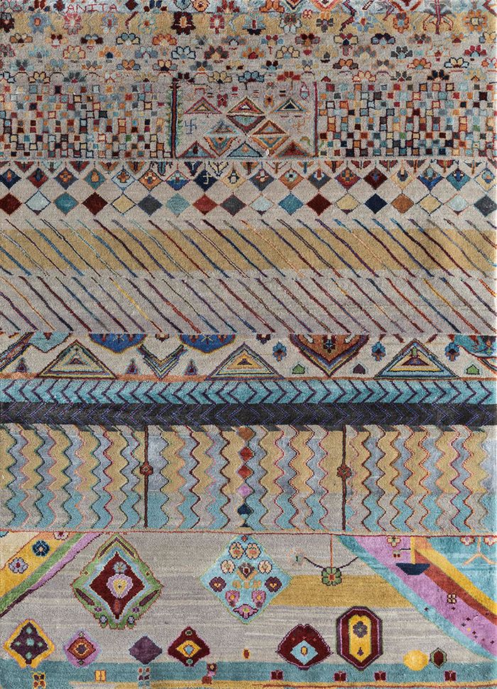 Manchaha Multi Hand Knotted Wool & Bamboo Silk Rugs - Les-686 - Jaipur Rugs IT