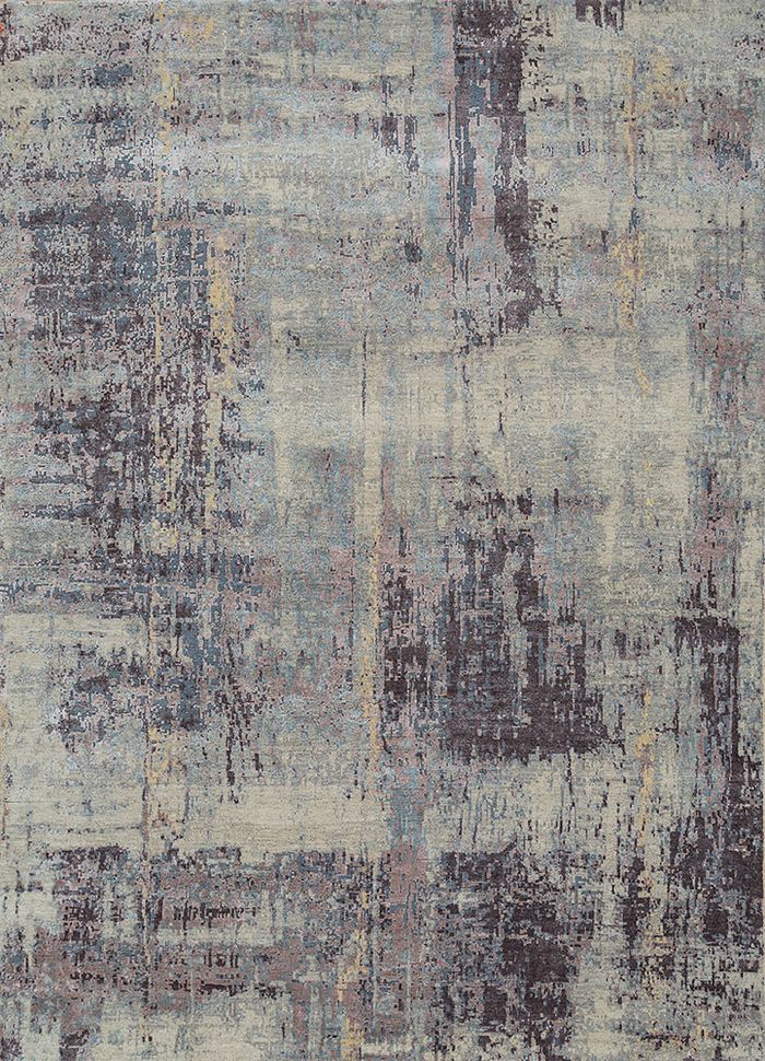Uvenuti Grey & Black Hand Knotted Wool & Bamboo Silk Rugs - Lrb