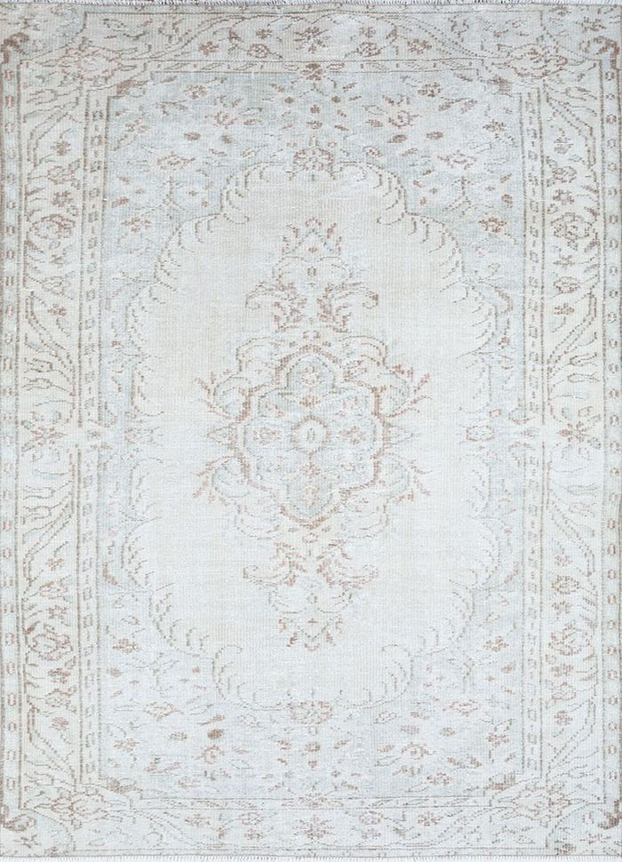 Vintage Ivory Hand Knotted Wool Rugs - Pae-492 - Jaipur Rugs US