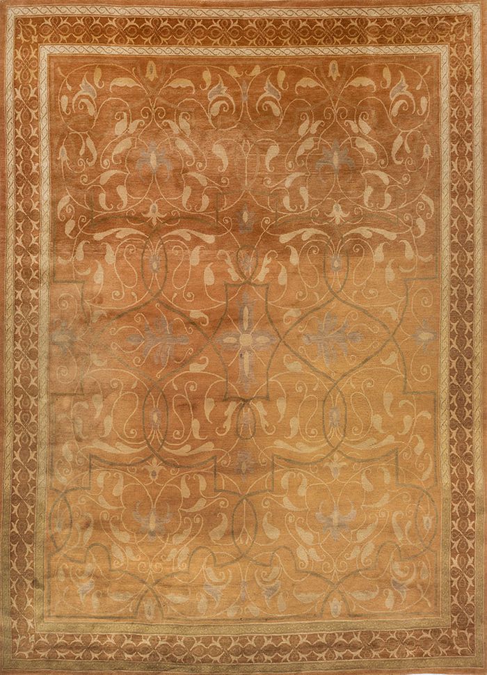 Aalam Beige & Brown Hand Knotted Wool Rugs - Pae-5418 - Jaipur Rugs US