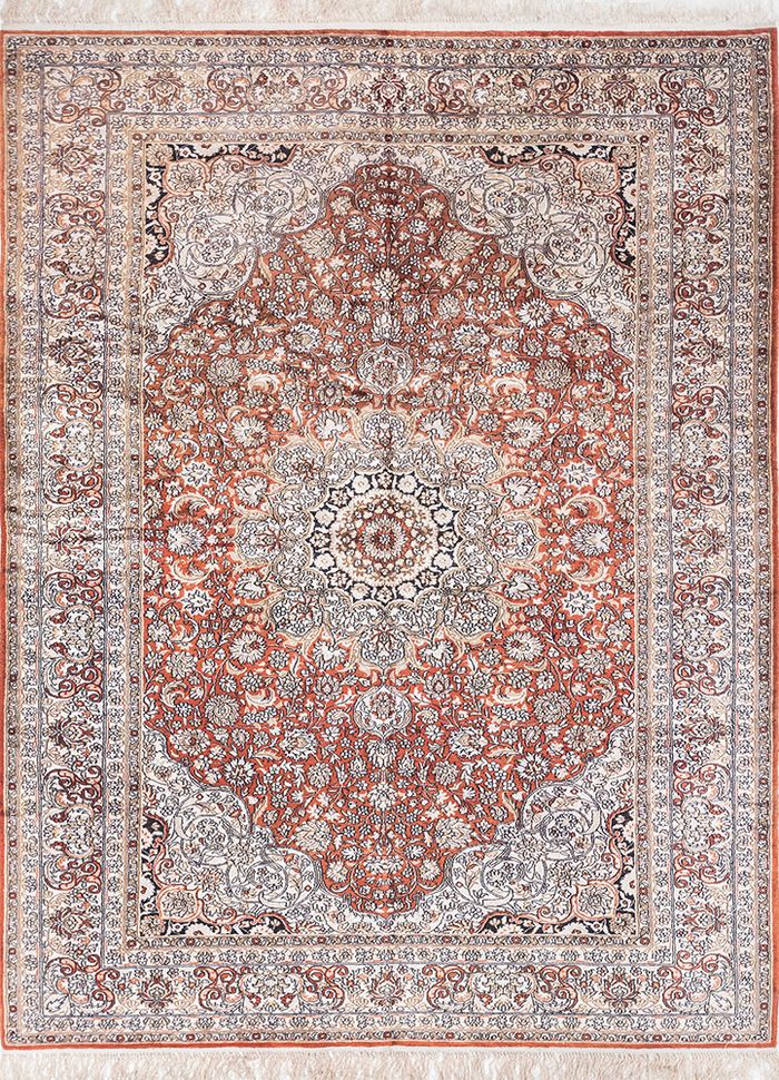 Gulmarg Red & Orange Hand Knotted Silk Rugs - Pae-6018 - Jaipur Rugs US
