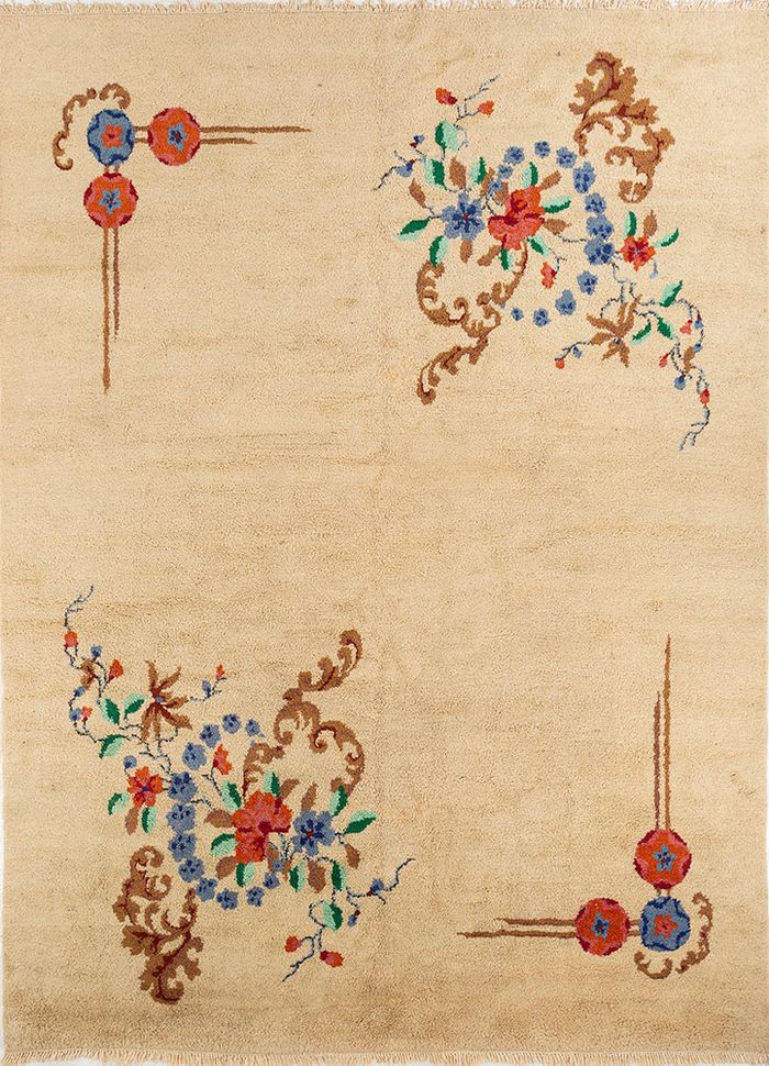 Pechino Gold Hand Knotted Wool Rugs - Paem-349 - Jaipur Rugs US