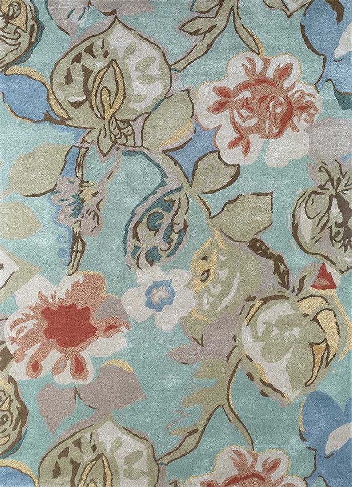 Hacienda Blue Hand Tufted Wool & Viscose Rugs - Taq-113(Md