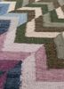 checkers blue wool and viscose flat weaves Rug - CloseUp checkers blue wool and viscose flat weaves Rug - CloseUp