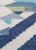 checkers blue wool and viscose flat weaves Rug - CloseUp