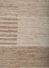 saga beige and brown wool hand loom Rug - CloseUp