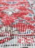vintage red and orange wool hand knotted Rug - CloseUp