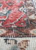 vintage red and orange wool hand knotted Rug - CloseUp