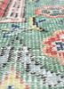 vintage red and orange wool hand knotted Rug - CloseUp