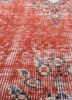 vintage red and orange wool hand knotted Rug - CloseUp