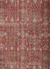 vintage red and orange wool hand knotted Rug - CloseUp