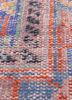 vintage red and orange wool hand knotted Rug - CloseUp