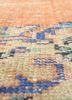 vintage red and orange wool hand knotted Rug - CloseUp