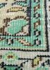 vintage green wool hand knotted Rug - CloseUp