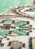 vintage green wool hand knotted Rug - CloseUp