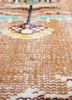 vintage red and orange wool hand knotted Rug - CloseUp
