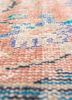 vintage red and orange wool hand knotted Rug - CloseUp