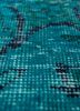 vintage green wool hand knotted Rug - CloseUp