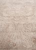 aalam beige and brown wool and silk hand knotted Rug - CloseUp