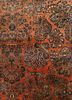 aalam red and orange wool hand knotted Rug - CloseUp