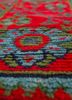 aalam red and orange wool hand knotted Rug - CloseUp