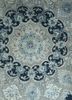 aurora blue wool and silk hand knotted Rug - CloseUp aurora blue wool and silk hand knotted Rug - CloseUp