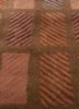 linear red and orange wool hand tufted Rug - CloseUp