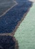 linear blue wool and viscose hand tufted Rug - CloseUp linear blue wool and viscose hand tufted Rug - CloseUp