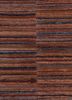 linear red and orange wool and viscose hand tufted Rug - CloseUp