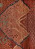 manchaha red and orange wool and bamboo silk hand knotted Rug - CloseUp