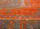 vintage red and orange wool hand knotted Rug - CloseUp