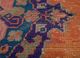 vintage red and orange wool hand knotted Rug - CloseUp vintage red and orange wool hand knotted Rug - CloseUp