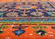 vintage red and orange wool hand knotted Rug - CloseUp