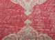 vintage red and orange wool hand knotted Rug - CloseUp