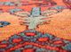 aalam red and orange wool hand knotted Rug - CloseUp