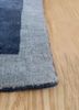 jean blue wool hand loom Rug - Corner