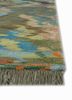 manchaha green wool and bamboo silk hand knotted Rug - Corner