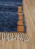 zuri blue wool hand knotted Rug - Corner