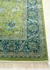 aurora green wool and silk hand knotted Rug - Corner