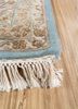 aurora blue wool and silk hand knotted Rug - Corner