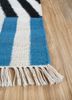checkers blue wool flat weaves Rug - Corner checkers blue wool flat weaves Rug - Corner