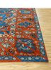 far east blue wool hand knotted Rug - Corner