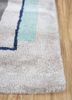 linear blue wool and viscose hand tufted Rug - Corner