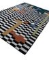 checkers grey and black wool flat weaves Rug - FoldShot checkers grey and black wool flat weaves Rug - FoldShot